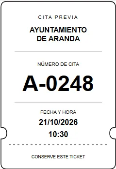 Imagen de ticket de cita de Aranda de Duero